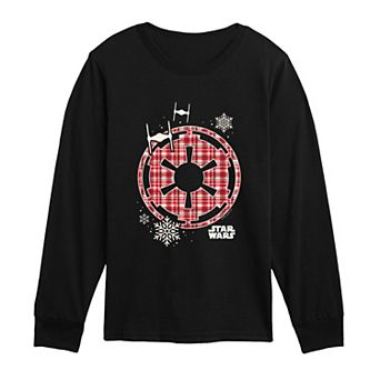 Boys 8-20 Star Wars Holiday Plaid Empire Icon Long Sleeve Graphic Tee
