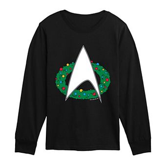 Boys 8-20 Star Trek Starfleet Christmas Wreath Long Sleeve Graphic Tee