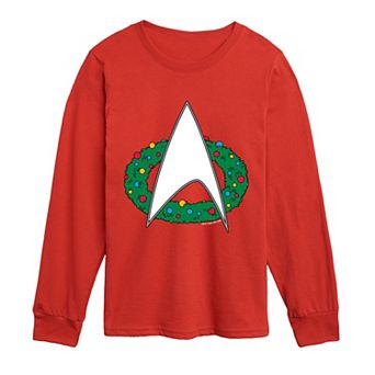Boys 8-20 Star Trek Starfleet Christmas Wreath Long Sleeve Graphic Tee