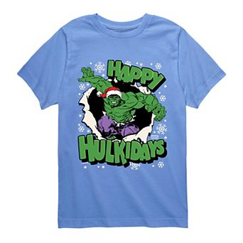 Boys 8-20 Marvel Hulk "Happy Hulkidays" Christmas Short Sleeve Graphic Tee