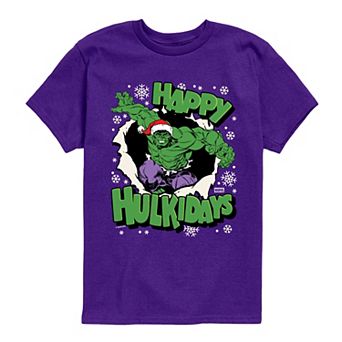 Boys 8-20 Marvel Hulk "Happy Hulkidays" Christmas Short Sleeve Graphic Tee