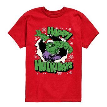 Boys 8-20 Marvel Hulk "Happy Hulkidays" Christmas Short Sleeve Graphic Tee