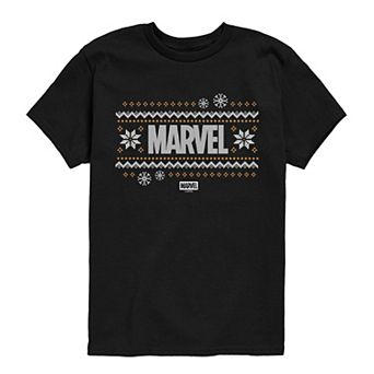 Boys 8-20 Marvel Fair Isle Holiday Short Sleeve Graphic Tee