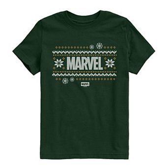 Boys 8-20 Marvel Fair Isle Holiday Short Sleeve Graphic Tee