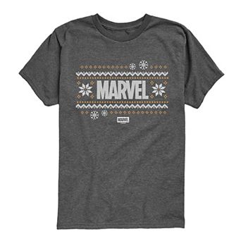 Boys 8-20 Marvel Fair Isle Holiday Short Sleeve Graphic Tee