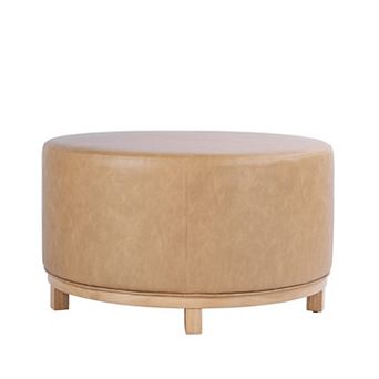 HomePop Haven Ottoman Wood Base Upholstered Ottoman