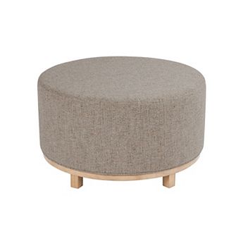 HomePop Haven Ottoman Wood Base Round Ottoman
