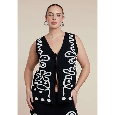 ELOQUII Women's Plus Size Intarsia Sweater Vest
