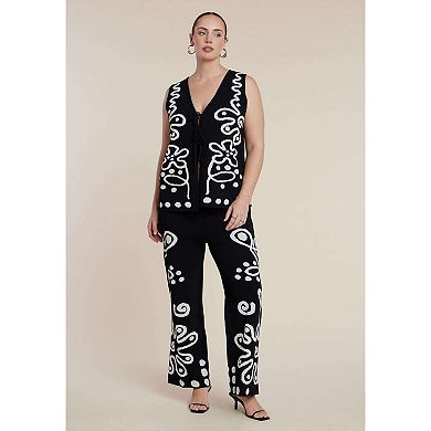 ELOQUII Women's Plus Size Intarsia Sweater Vest