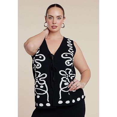 ELOQUII Women's Plus Size Intarsia Sweater Vest