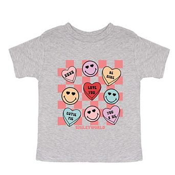 SmileyWorld Candy Heart Smile Solid - Toddler Short Sleeve Graphic T-Shirt