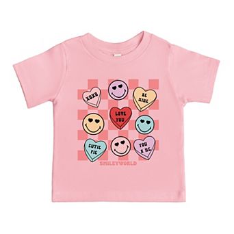 SmileyWorld Candy Heart Smile Solid - Toddler Short Sleeve Graphic T-Shirt