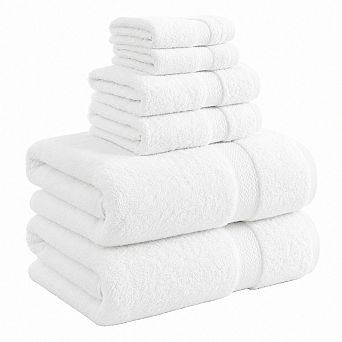 6 pc Ring Spun Cotton Towel Set Super Soft Absorbent Quick Dry
