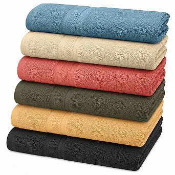 6 Pack Bath Towels Set Quick Dry Highly Absorbent Multi Use Soft
