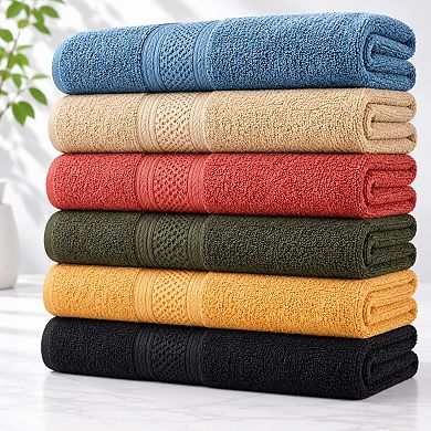 6 Pack Bath Towels Set Quick Dry Highly Absorbent Multi Use Soft