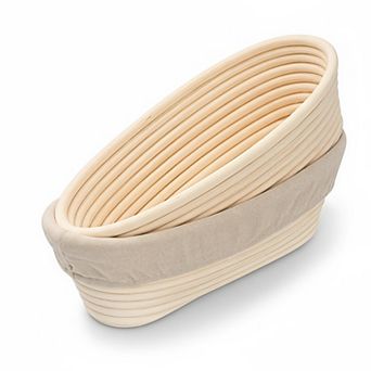 10 Inch Oval Banneton Bread Proofing Baskets 2 Pack With Liners For Sourdough Baking