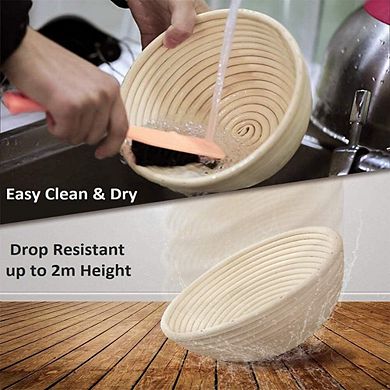 10 Inch Oval Banneton Bread Proofing Baskets 2 Pack With Liners For Sourdough Baking