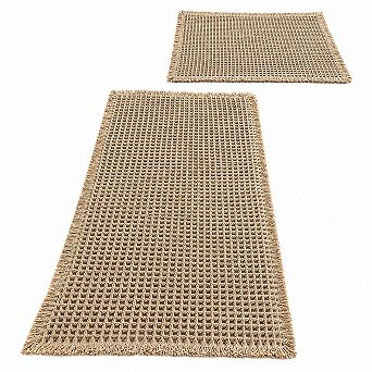 2 pc Waffle Bath Mat Set Non Slip Ultra Absorbent Washable Soft Rugs