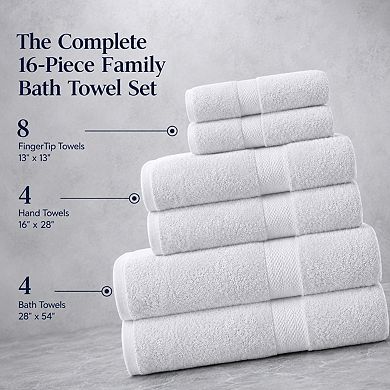 16 Piece Super Soft Absorbent Quick Dry Cotton Towel Set for Bathroom Spa Gym Travel