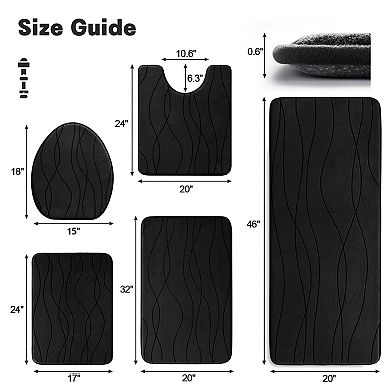 5 Piece Memory Foam Bathroom Rug Set Ultra Absorbent Non Slip Washable Dry Quickly