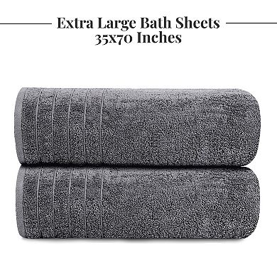 2 Pack Super Soft Cotton Bath Sheets Lightweight Quick Dry Absorbent