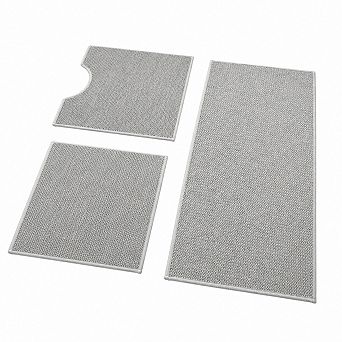 3 pc Ultra Thin Non Slip Quick Dry Absorbent Bathroom Rug Set Washable