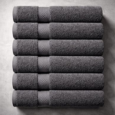 6 Pack Ring Spun Cotton Bath Towel Set Highly Absorbent Quick Drying