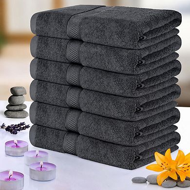 6 Pack Ring Spun Cotton Bath Towel Set Highly Absorbent Quick Drying