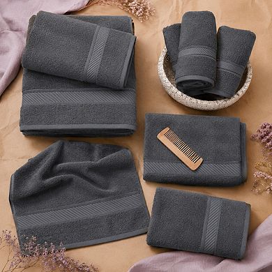 6 Pack Ring Spun Cotton Bath Towel Set Highly Absorbent Quick Drying