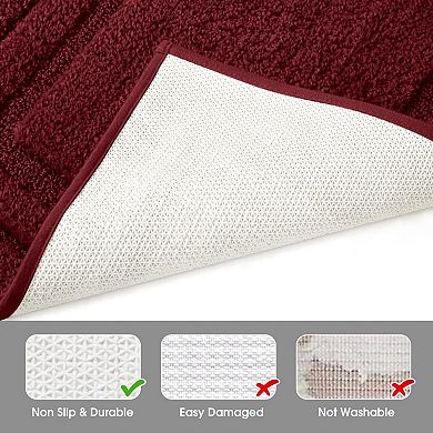 2 Piece Super Soft Absorbent Non Slip Washable Microfiber Bath Mat Set