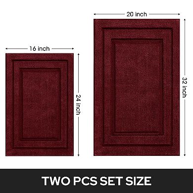 2 Piece Super Soft Absorbent Non Slip Washable Microfiber Bath Mat Set