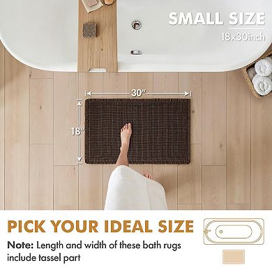 2 Pack Waffle Bathroom Rugs Boho Non Slip Washable Super Absorbent Soft Bath Mats
