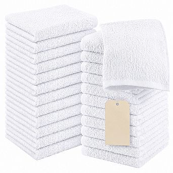 24 Pack Ring Spun Cotton Washcloths Set Soft Absorbent Fingertip Towels
