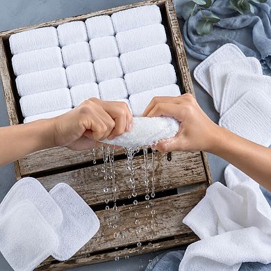 24 Pack Ring Spun Cotton Washcloths Set Soft Absorbent Fingertip Towels