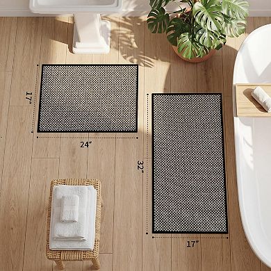 2 Piece Thin Non Slip Absorbent Quick Dry Washable Bathroom Rug Set