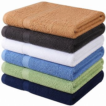 6 Pack Super Absorbent Quick Dry Soft Cotton Bath Towel Set