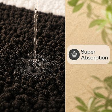 2 Piece Super Soft Absorbent Microfiber Bath Rug Set Non Slip Washable Quick Dry