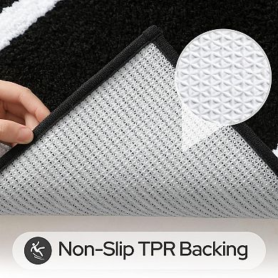 2 Piece Super Soft Absorbent Microfiber Bath Rug Set Non Slip Washable Quick Dry