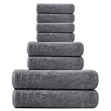 8 Piece Super Absorbent Soft Cotton Towel Set Quick Dry Lightweight Bathroom Towels