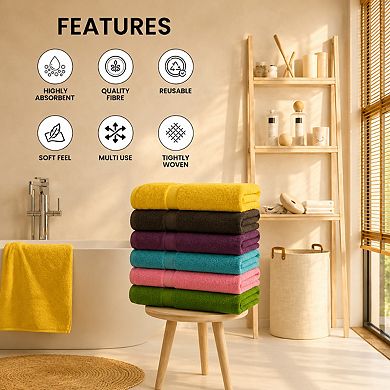 6 Pack Bath Towels Soft Absorbent Durable For Bathroom Pool Gym Spa Hotel Multicolor