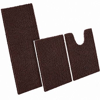 3 pc Ultra Soft Chenille Bathroom Rug Set Thick Absorbent Non Slip Bath Mats