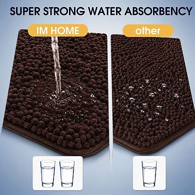 3 Piece Ultra Soft Chenille Bathroom Rug Set Thick Absorbent Non Slip Bath Mats