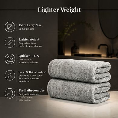 4 Pack Super Soft Absorbent Quick Dry Bath Towels Extra Large Fine Cotton
