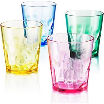 8 oz Unbreakable Premium Juice Glasses - Set of 4 - Super Grade Acrylic Plastic Tumbler Cups