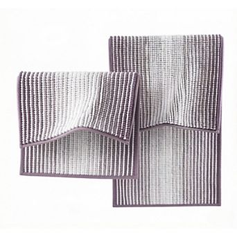 2 pc Thick Soft Bath Mats Set, Absorbent Chenille Non Slip Machine Washable Rug for Bathroom