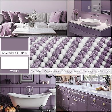 2 Piece Thick Soft Bath Mats Set, Absorbent Chenille Non Slip Machine Washable Rug for Bathroom
