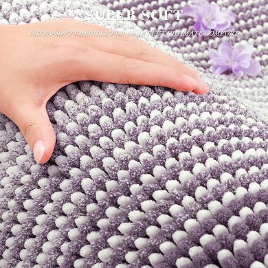 2 Piece Thick Soft Bath Mats Set, Absorbent Chenille Non Slip Machine Washable Rug for Bathroom