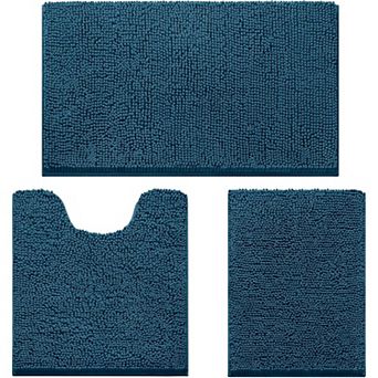 3 pc Extra Large Bathroom Rug Set, Super Soft Non-Slip Chenille Toilet Mats