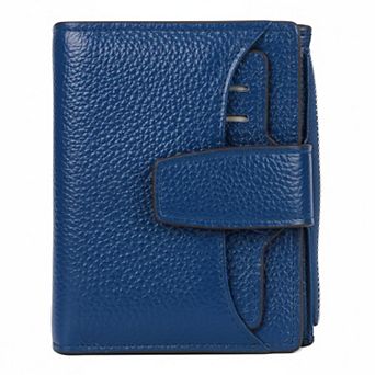 Genuine Leather RFID Blocking Compact Bi-fold Wallet with ID Window Card Slots