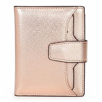 Genuine Leather RFID Blocking Compact Bi-fold Wallet with ID Window Card Slots